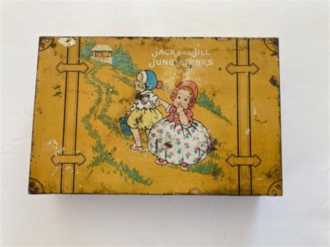 Vintage California Perfume Jack and JIll Jungle Jinks Metal Tin